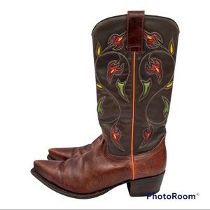 RARE Frye Chili Pepper Vintage Cowboy Boots Size 9